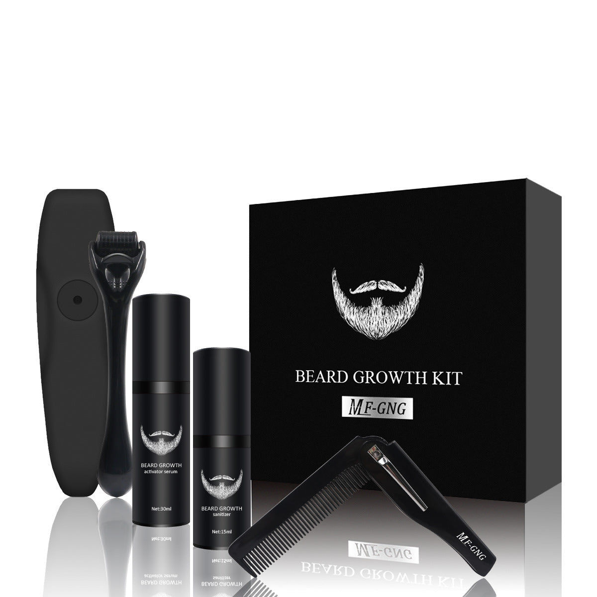 JMT-377738 Beard Nourishing Microneedle Set for All Skin Types - 4-Piece Moisturizing Solution