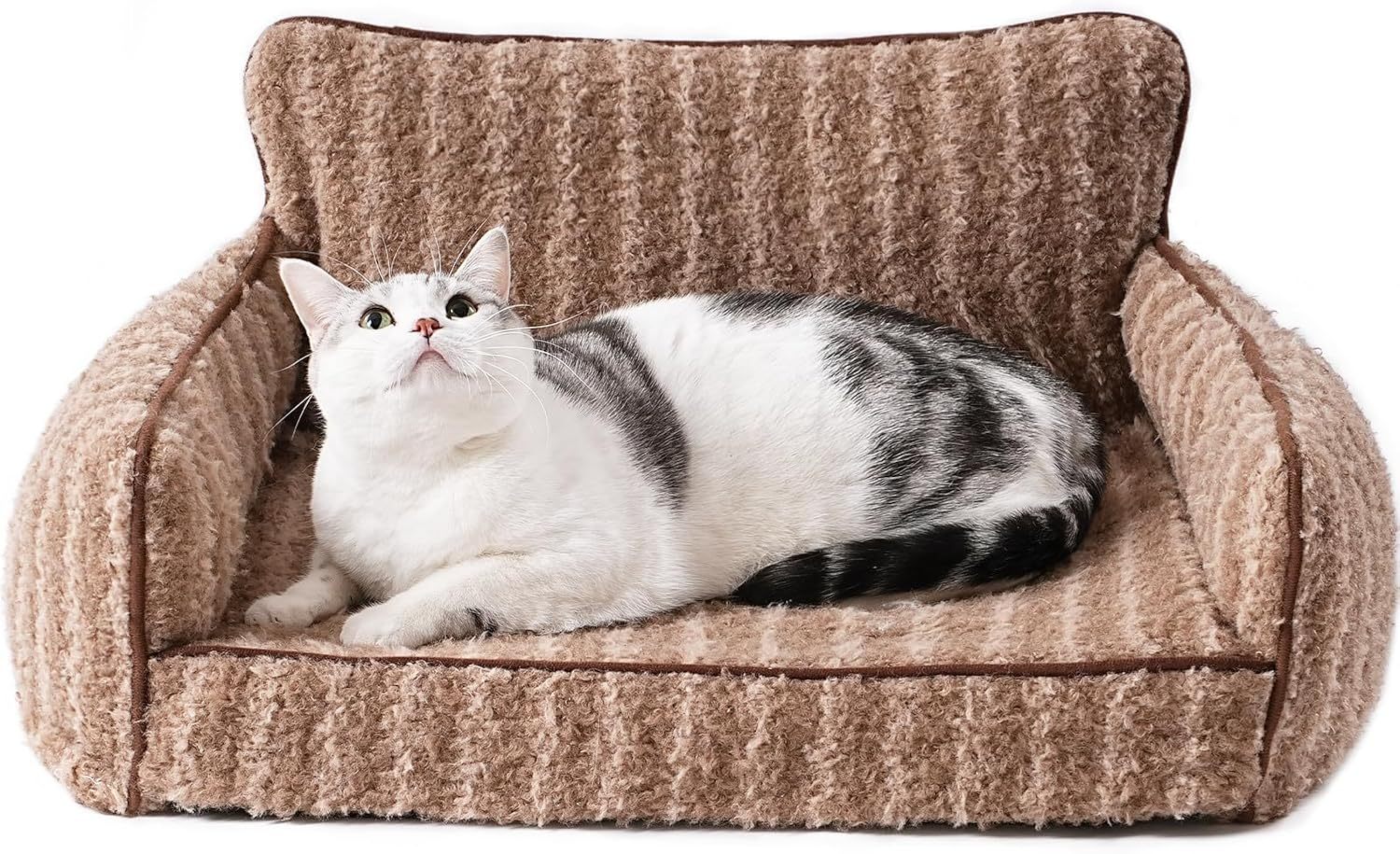 JMT-377802 Orthopedic Cat Couch Pet Bed with Removable Cover - 26x19x11.8 Inch, Soft Fabric, Non-Slip Design, Ideal for Small Dogs and Cats