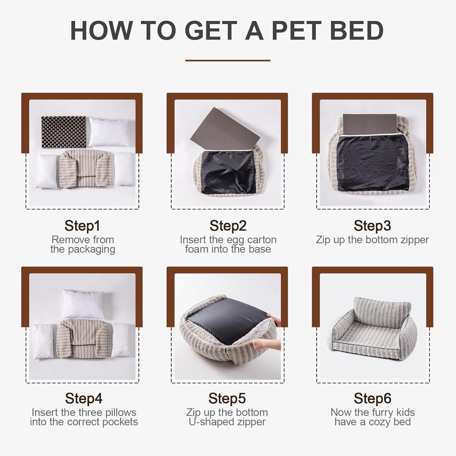 JMT-377802 Orthopedic Cat Couch Pet Bed with Removable Cover - 26x19x11.8 Inch, Soft Fabric, Non-Slip Design, Ideal for Small Dogs and Cats