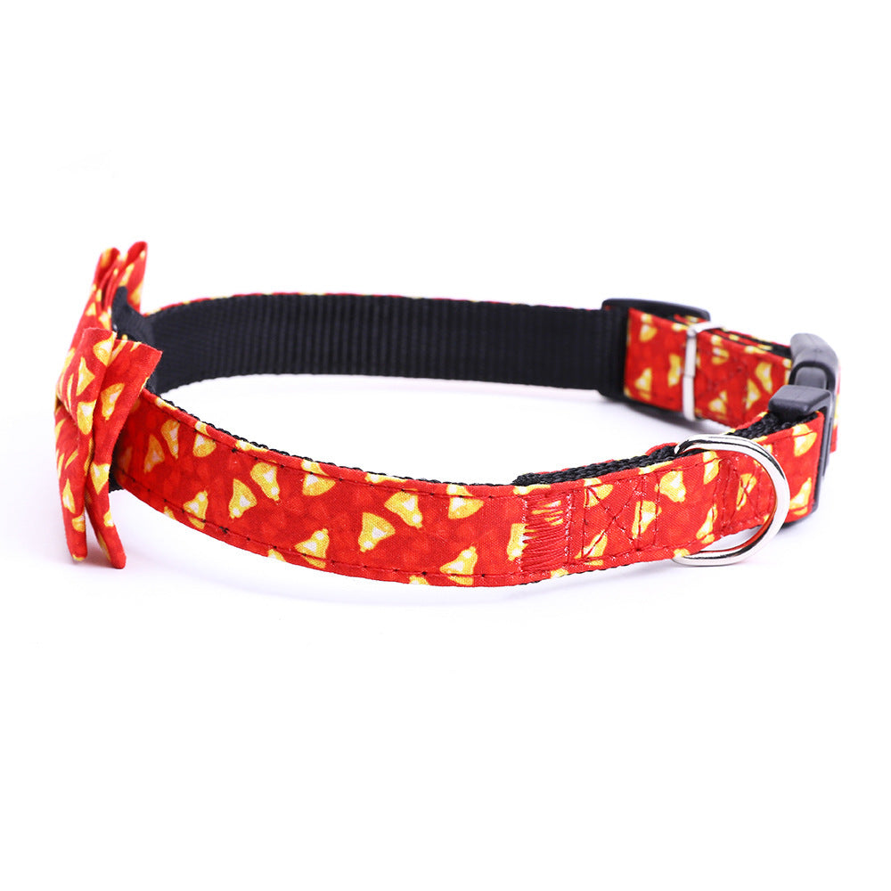 JMT-378314 Christmas-Themed Dog Bow Collar for Medium and Large Pets, Red and Green with Bell, Polyester, All Seasons