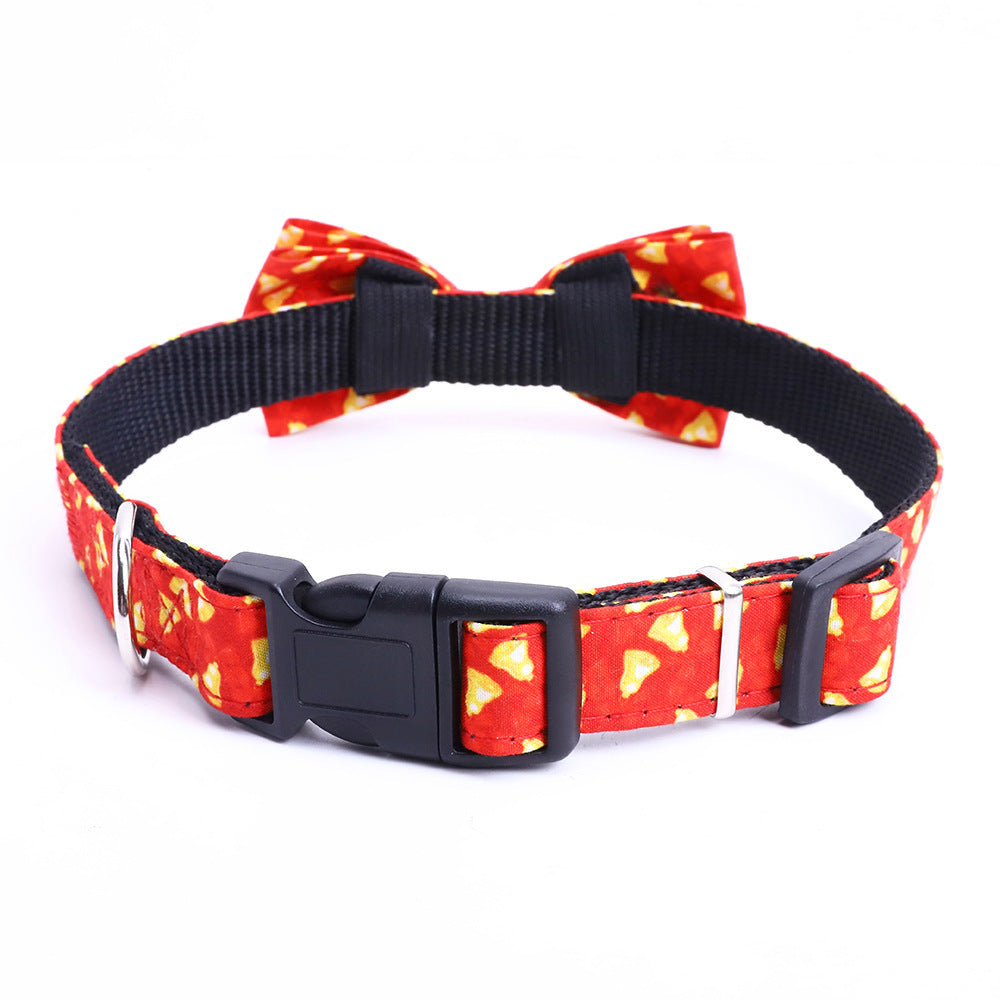 JMT-378314 Christmas-Themed Dog Bow Collar for Medium and Large Pets, Red and Green with Bell, Polyester, All Seasons