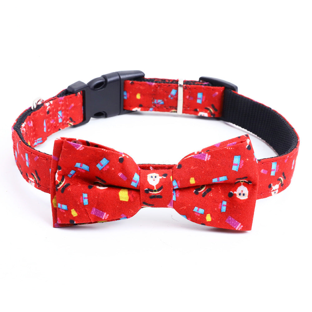 JMT-378314 Christmas-Themed Dog Bow Collar for Medium and Large Pets, Red and Green with Bell, Polyester, All Seasons