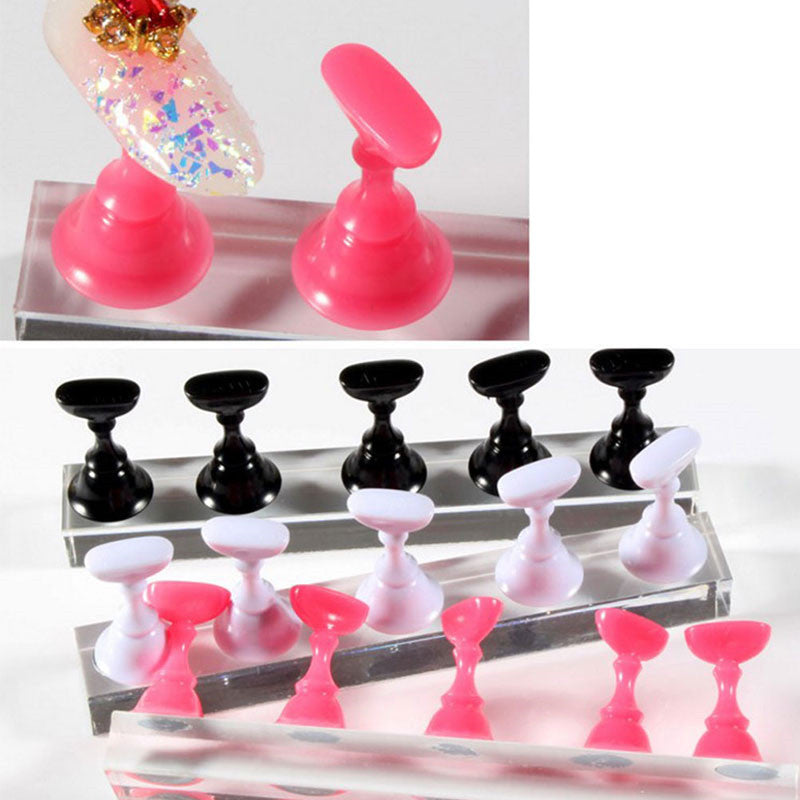 JMT-378954 Acrylic Transparent Nail Polish Holder with Magnet Chessboard Practice Base