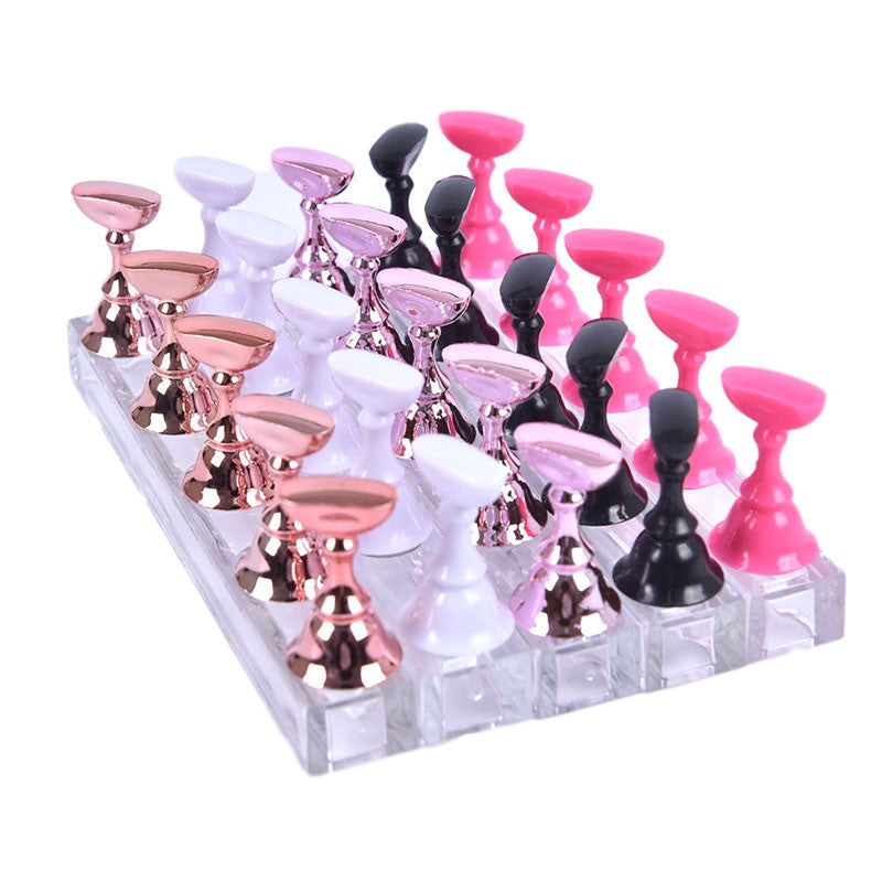 JMT-378954 Acrylic Transparent Nail Polish Holder with Magnet Chessboard Practice Base