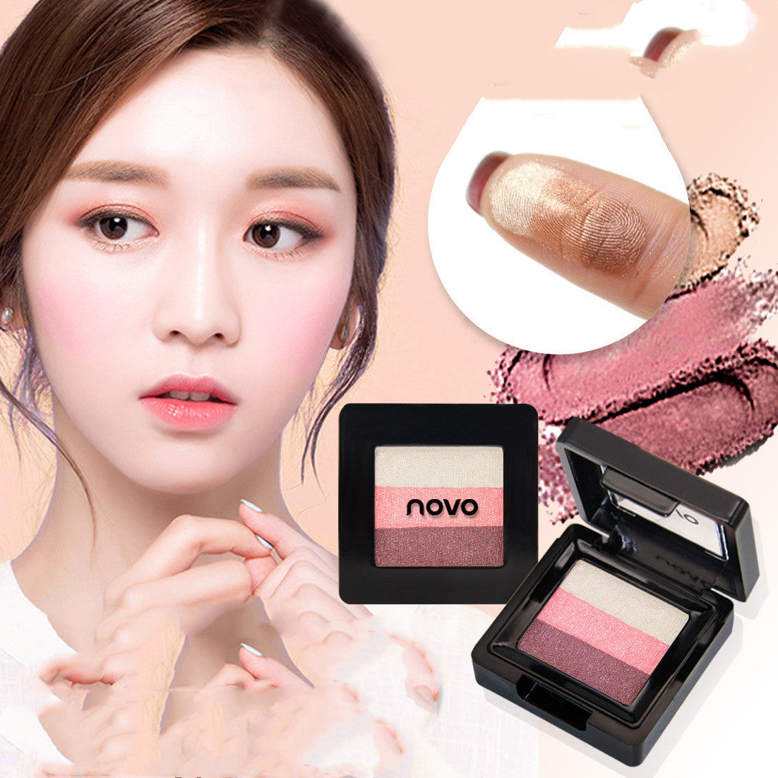 JMT-379082 Trichromatic Eyeshadow Palette with Three Universal Shades for Concealing