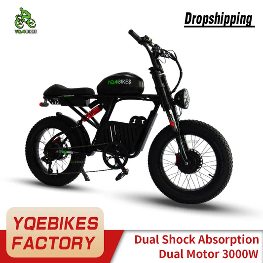 JMT-379402 Full Suspension Adult Electric Fat Bike with Dual Motors and 3000W Power - 48V 50AH Performance , Top Speed 27.9 mph