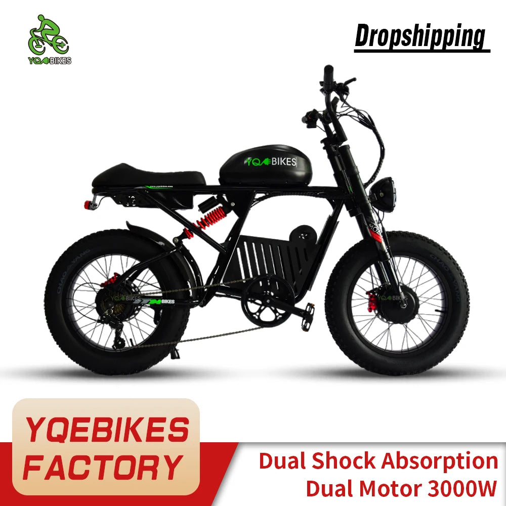 JMT-379402 Full Suspension Adult Electric Fat Bike with Dual Motors and 3000W Power - 48V 50AH Performance , Top Speed 27.9 mph