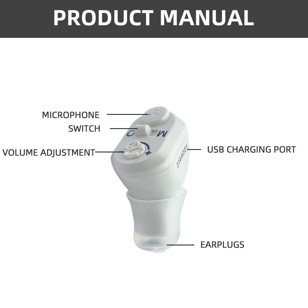 JMT-379466 Mini Rechargeable Invisible Digital Hearing Aid with Adjustable Sound Amplifier for Enhanced Hearing for Seniors