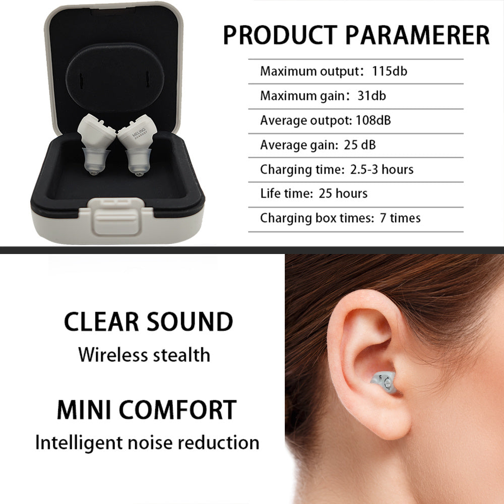 JMT-379466 Mini Rechargeable Invisible Digital Hearing Aid with Adjustable Sound Amplifier for Enhanced Hearing for Seniors