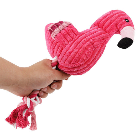 JMT-379786 Plush Velvet Flamingo Dog Toy - Bite-Resistant and Wear-Resistant, 35x15cm