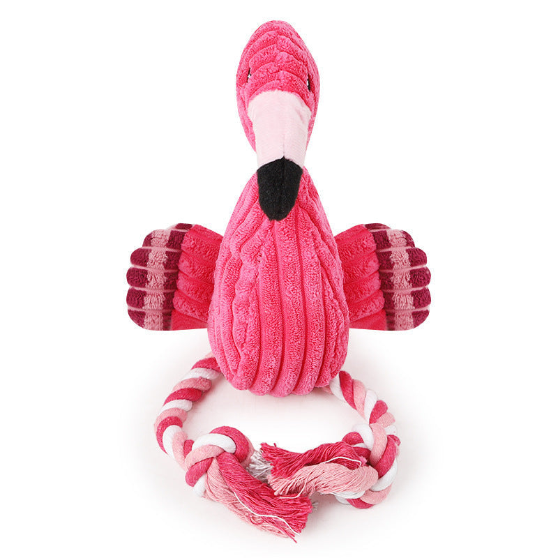 JMT-379786 Plush Velvet Flamingo Dog Toy - Bite-Resistant and Wear-Resistant, 35x15cm