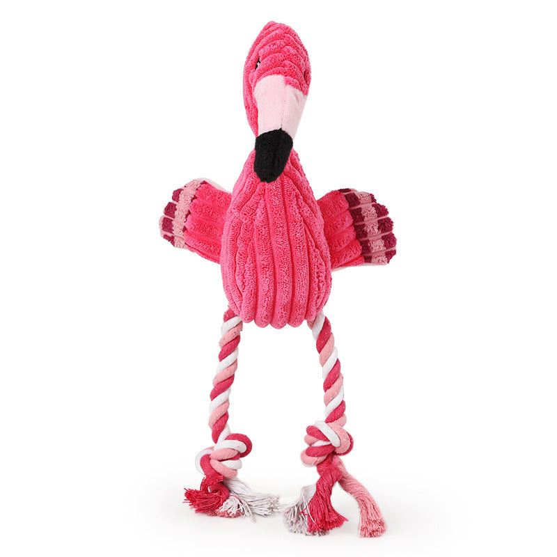 JMT-379786 Plush Velvet Flamingo Dog Toy - Bite-Resistant and Wear-Resistant, 35x15cm