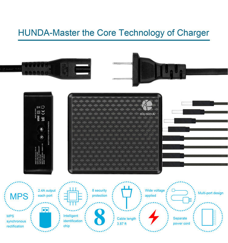 JMT-379978 8-Port USB Universal Power Adapter with Intelligent Charging Technology