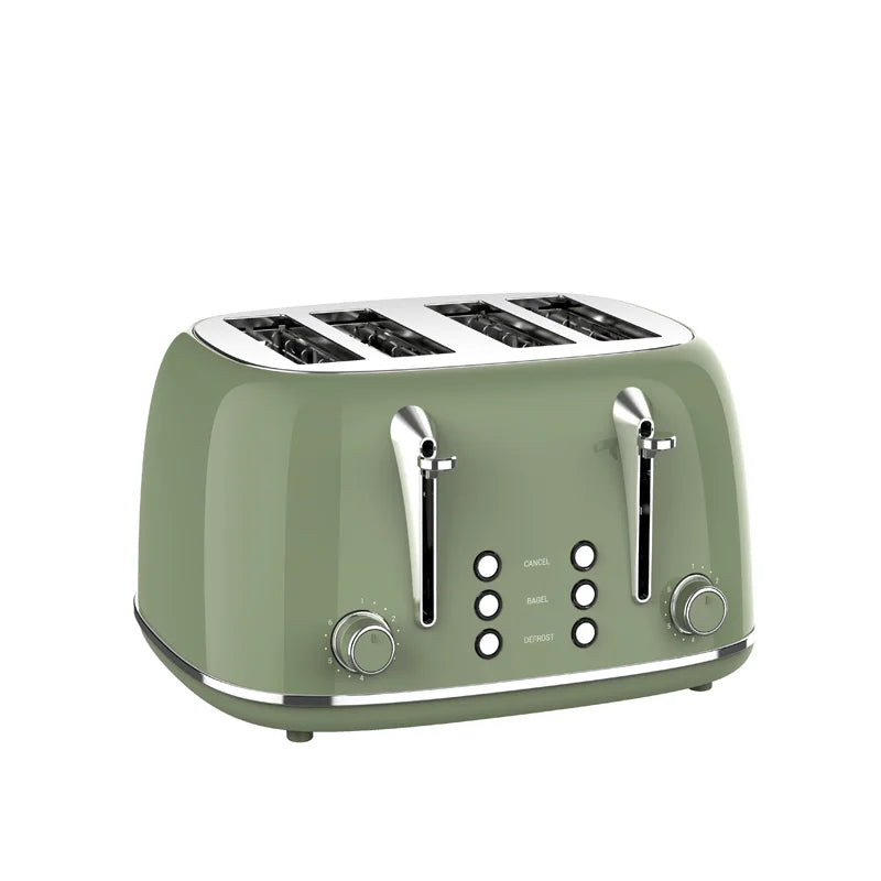 JMT-380746 Retro 4 Slice Wide Slot Bread Toaster with Even Baking and 6 Shade Levels