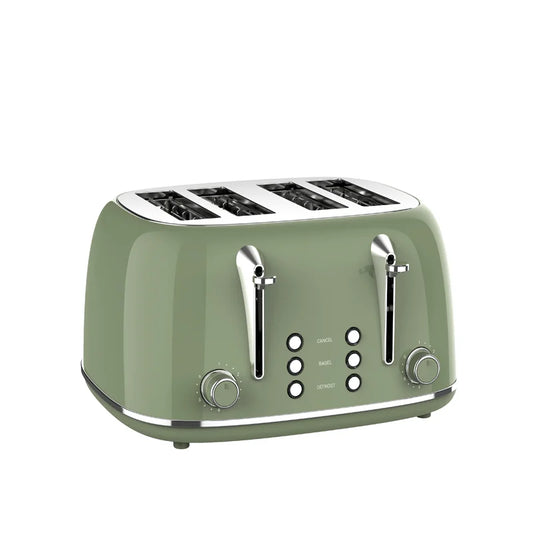 JMT-380746 Retro 4 Slice Wide Slot Bread Toaster with Even Baking and 6 Shade Levels