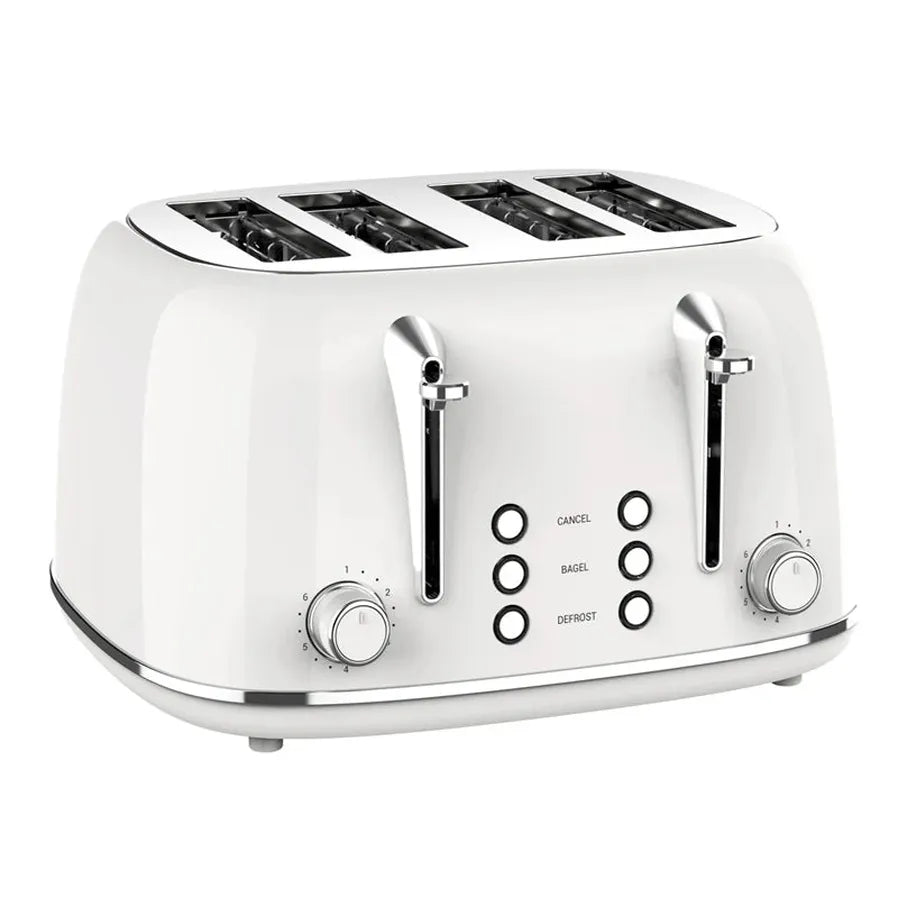 JMT-380746 Retro 4 Slice Wide Slot Bread Toaster with Even Baking and 6 Shade Levels