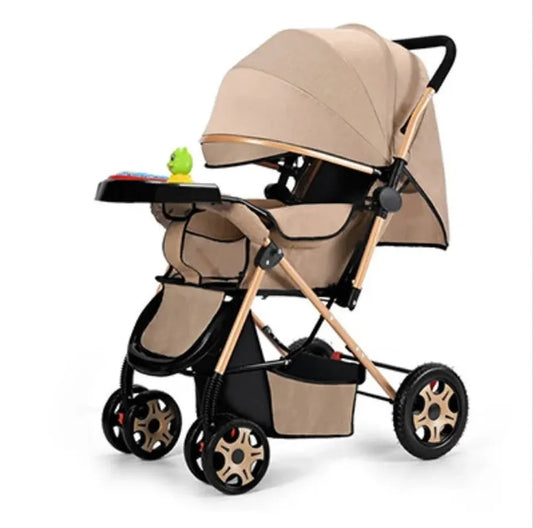 JMT-380810 Sturdy Baby Stroller with Large Rubber Rear Wheels and Integrated Music Box for Outdoor Enjoyment