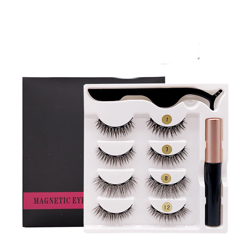 JMT-381066 Natural Handmade Magnetic Eyelash Extension Set - 4 Pairs of False Lashes