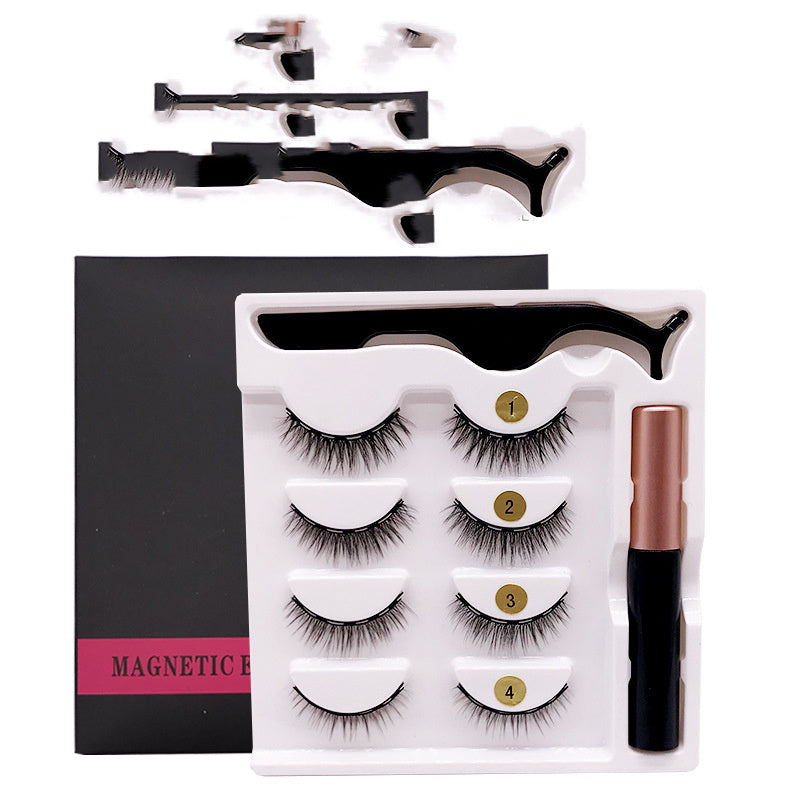 JMT-381066 Natural Handmade Magnetic Eyelash Extension Set - 4 Pairs of False Lashes