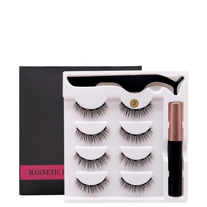 JMT-381066 Natural Handmade Magnetic Eyelash Extension Set - 4 Pairs of False Lashes