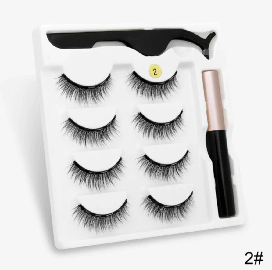 JMT-381066 Natural Handmade Magnetic Eyelash Extension Set - 4 Pairs of False Lashes
