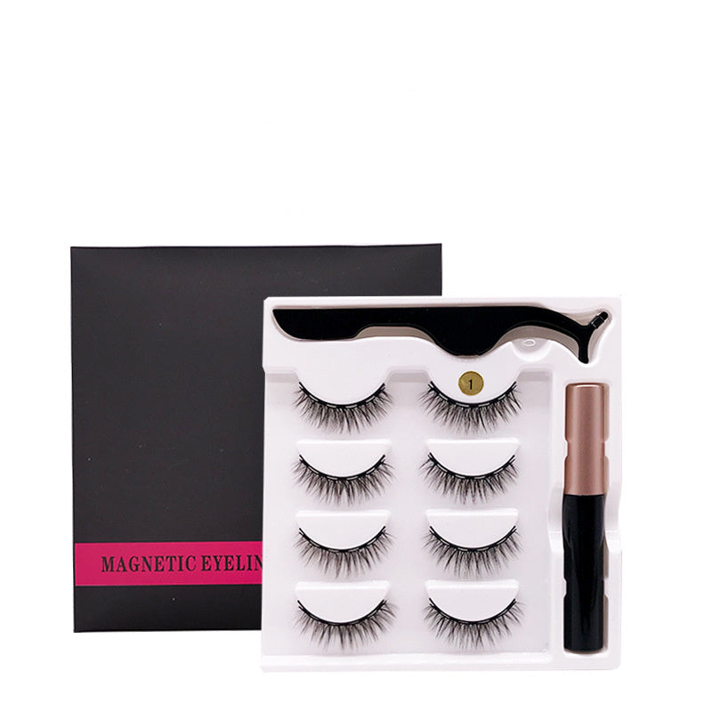 JMT-381066 Natural Handmade Magnetic Eyelash Extension Set - 4 Pairs of False Lashes