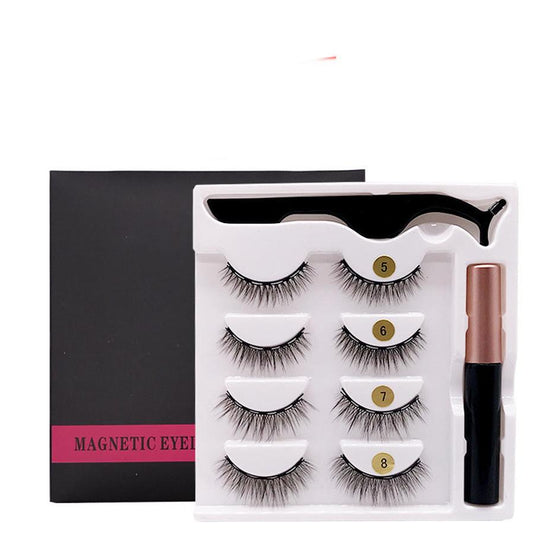 JMT-381066 Natural Handmade Magnetic Eyelash Extension Set - 4 Pairs of False Lashes