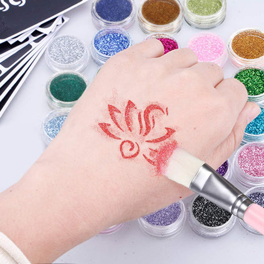 JMT-381386 Innovative Diamond Glitter Tattoo Set with Semi-Permanent Templates for Body Art
