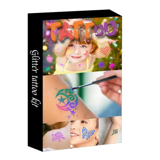 JMT-381386 Innovative Diamond Glitter Tattoo Set with Semi-Permanent Templates for Body Art
