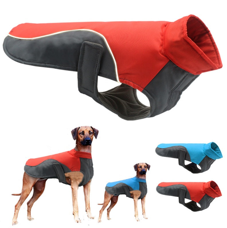 JMT-381578 Reflective Waterproof Dog Jacket in Blue and Red for Large Breeds - Multiple Sizes Available from S to 5XL
