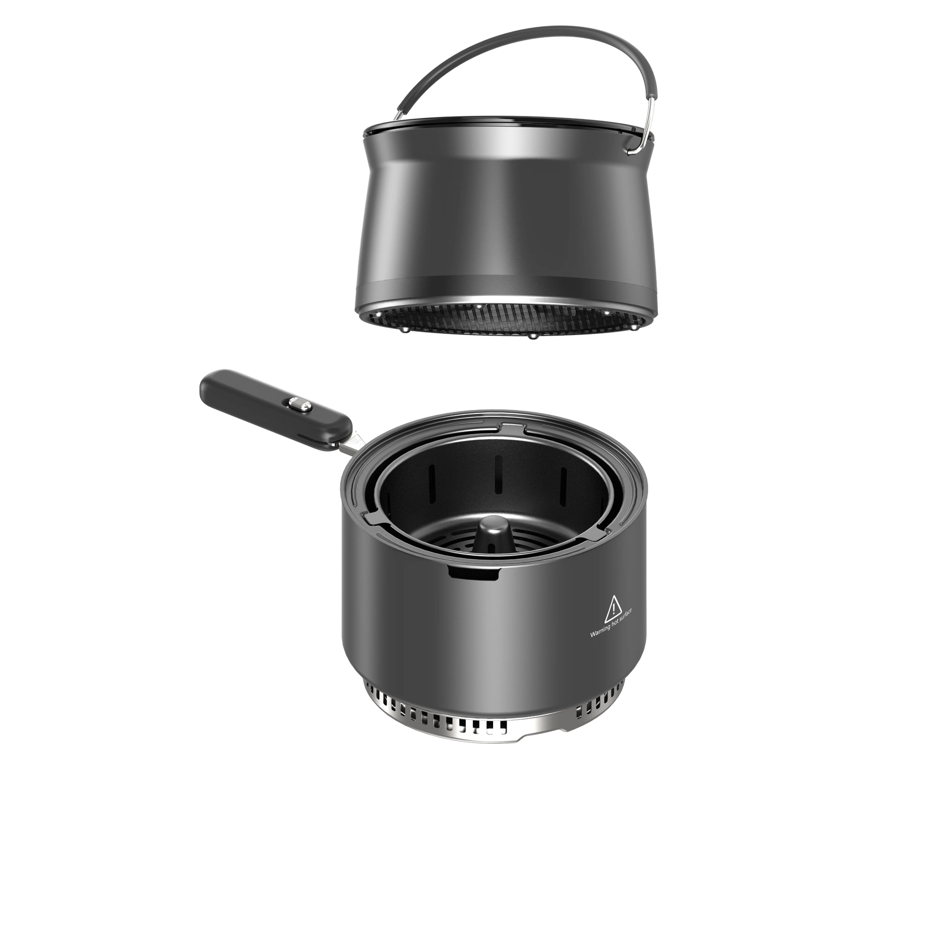 JMT-381706 Portable 2L Outdoor Air Fryer with Multifunctional Cooking Capabilities for Energy-Efficient Charcoal Use