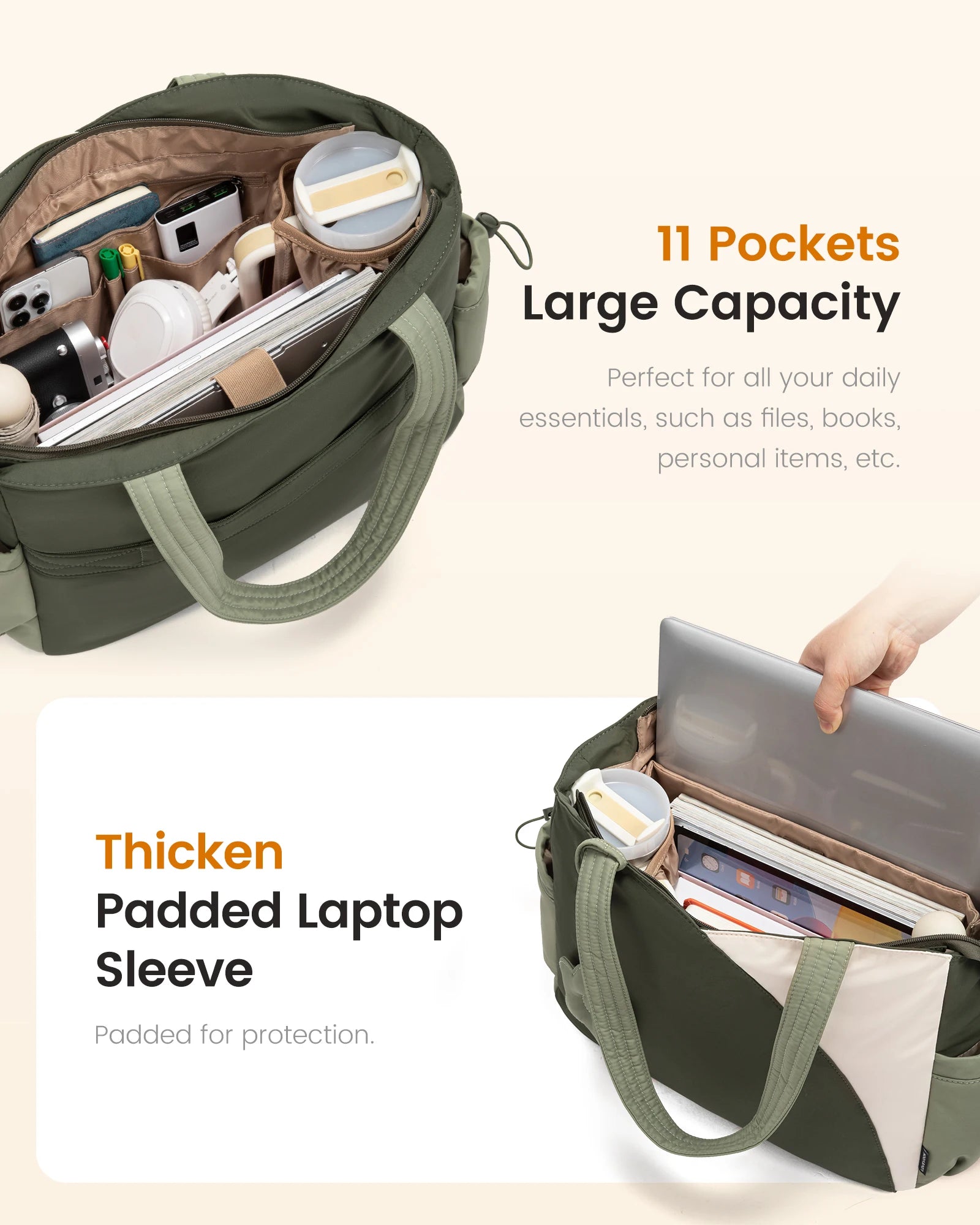 JMT-381770 Customizable Ladies Tote Bag for Travel and Office, Fits 15.6 to 17-inch Laptops