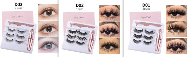JMT-382218 Natural Magnetic Liquid Eyeliner with Handmade False Eyelashes and Tweezers Set