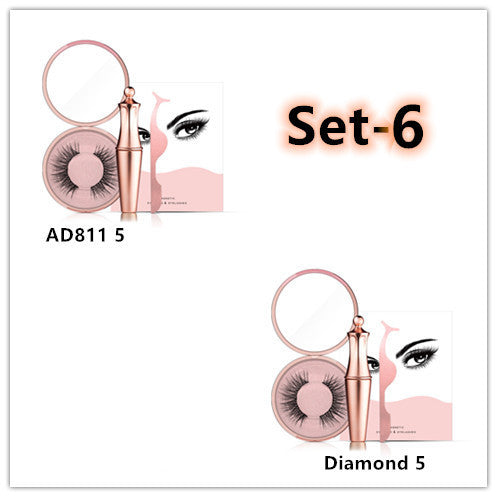 JMT-382218 Natural Magnetic Liquid Eyeliner with Handmade False Eyelashes and Tweezers Set