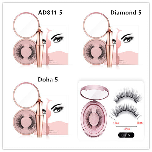 JMT-382218 Natural Magnetic Liquid Eyeliner with Handmade False Eyelashes and Tweezers Set