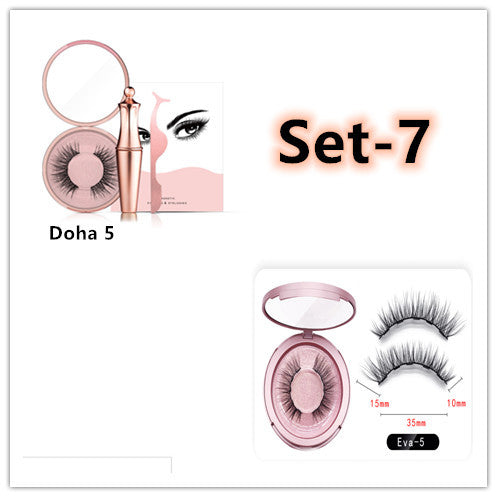 JMT-382218 Natural Magnetic Liquid Eyeliner with Handmade False Eyelashes and Tweezers Set