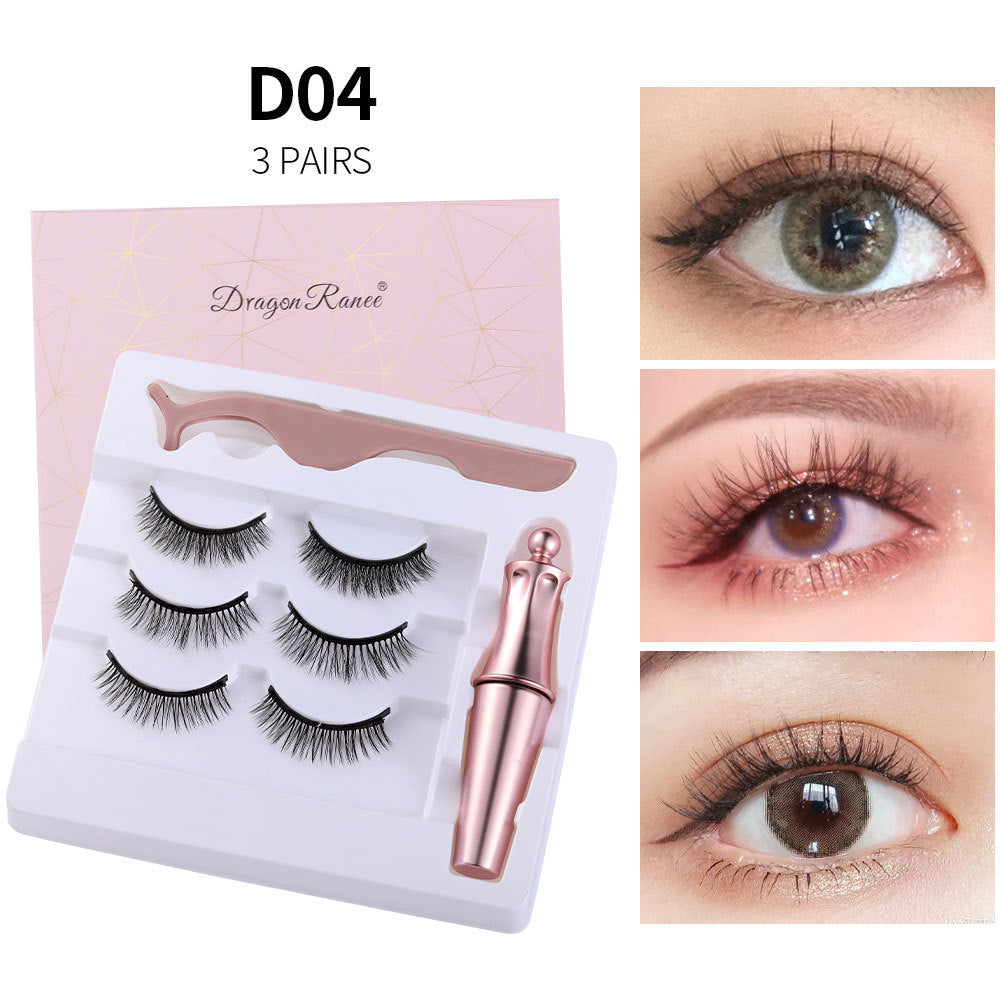 JMT-382218 Natural Magnetic Liquid Eyeliner with Handmade False Eyelashes and Tweezers Set