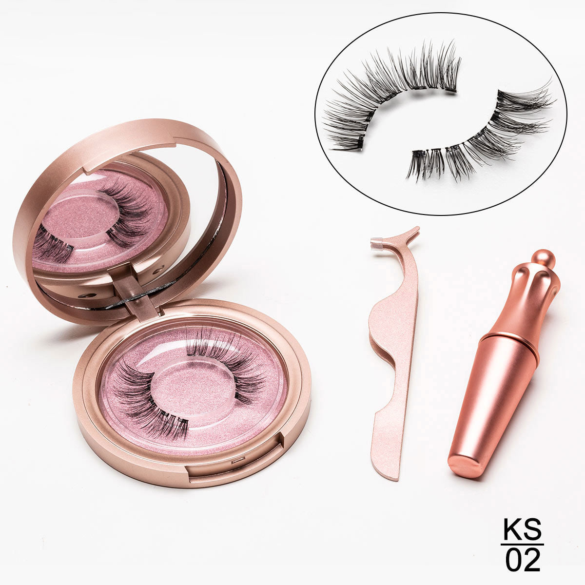 JMT-382218 Natural Magnetic Liquid Eyeliner with Handmade False Eyelashes and Tweezers Set