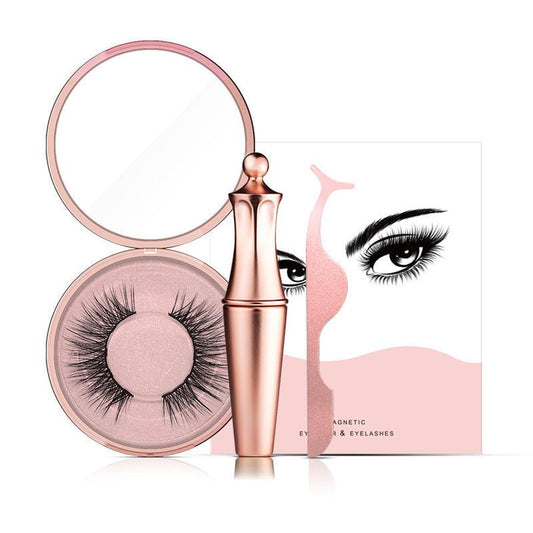 JMT-382218 Natural Magnetic Liquid Eyeliner with Handmade False Eyelashes and Tweezers Set