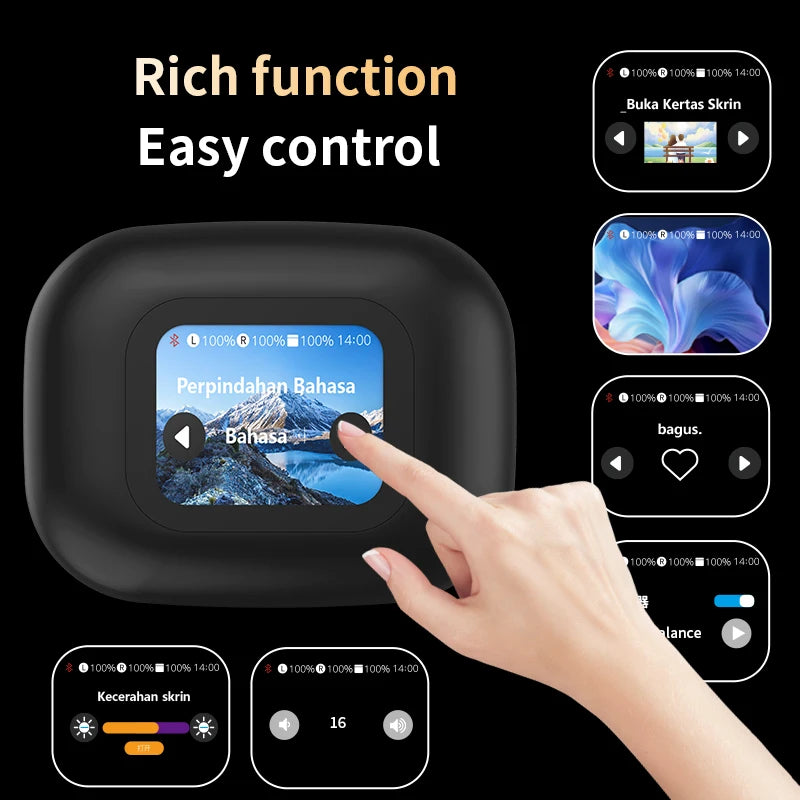 JMT-382282 3-in-1 Real-Time AI Language Translator Earbuds with HD Sound, 144 Languages & Long Battery Life
