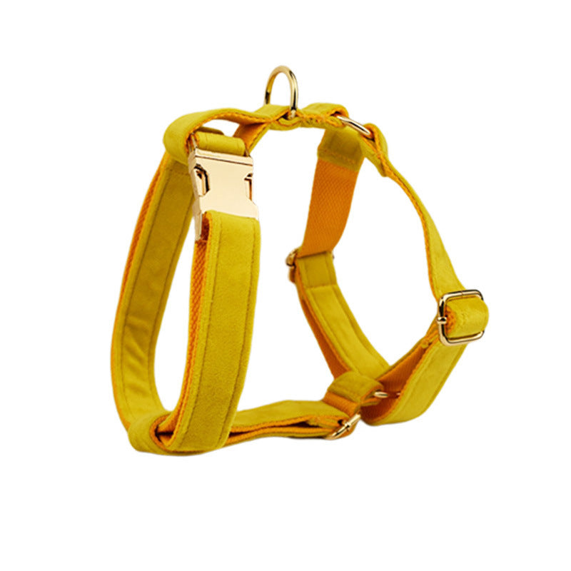 JMT-382282 Soft Velvet Dog Collar Set with Leash, Bow, Flower, Vest, and Poop Bag - Adjustable Sizes XS to XL