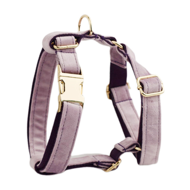 JMT-382282 Soft Velvet Dog Collar Set with Leash, Bow, Flower, Vest, and Poop Bag - Adjustable Sizes XS to XL