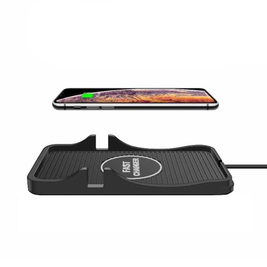JMT-382794 Wireless Car Charging Pad with Quick Charge Capability - 5W/7.5W/10W Output, Compact Design, Black