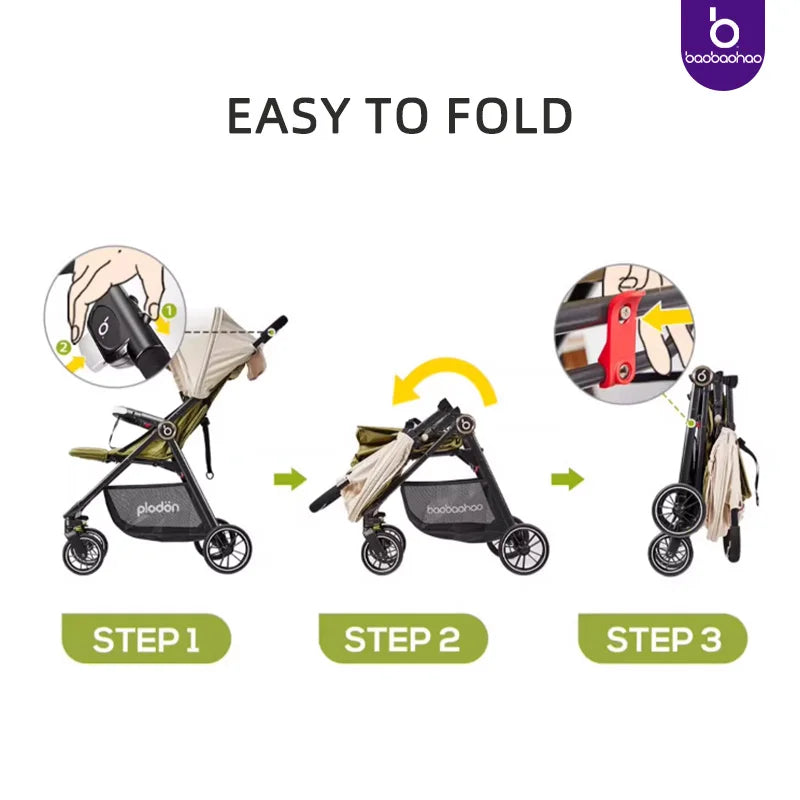JMT-383242 Lightweight 360-Degree Foldable Stroller for Newborns and Kids, Compact Travel System