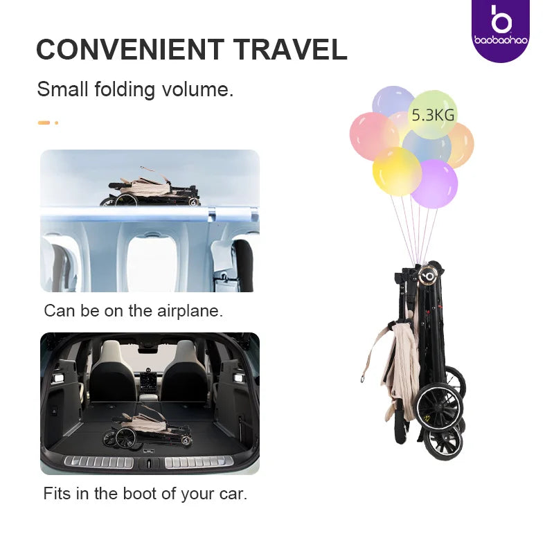 JMT-383242 Lightweight 360-Degree Foldable Stroller for Newborns and Kids, Compact Travel System