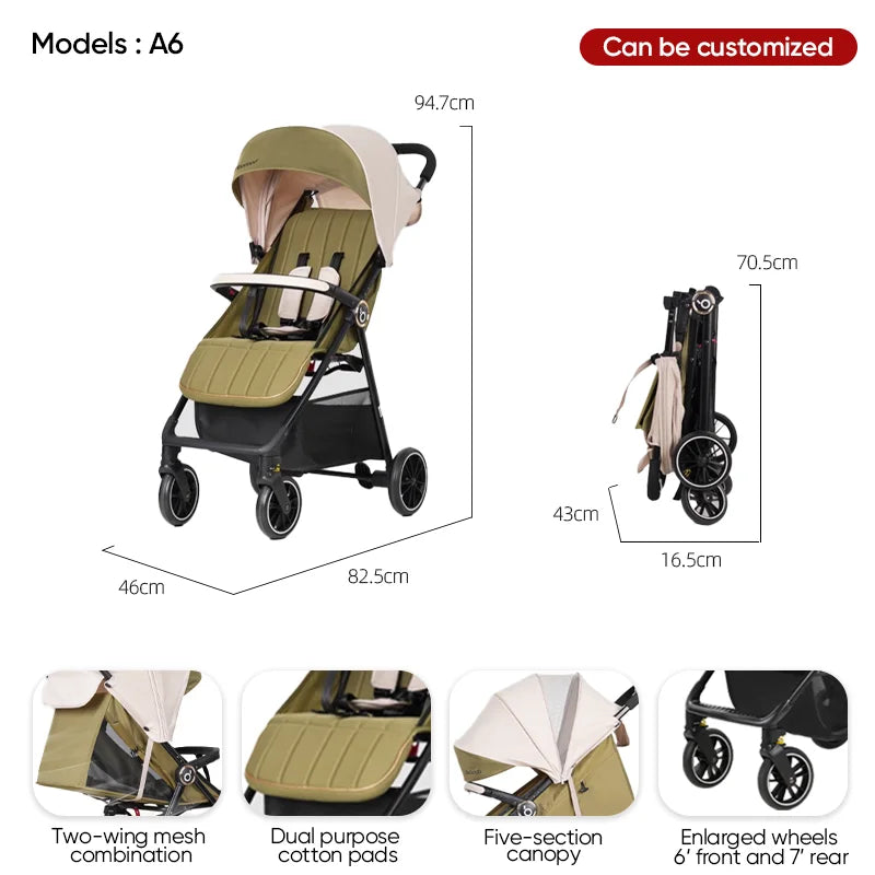 JMT-383242 Lightweight 360-Degree Foldable Stroller for Newborns and Kids, Compact Travel System