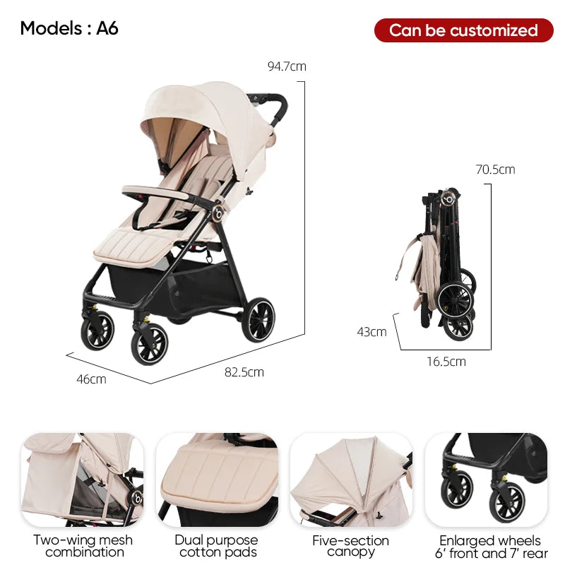 JMT-383242 Lightweight 360-Degree Foldable Stroller for Newborns and Kids, Compact Travel System