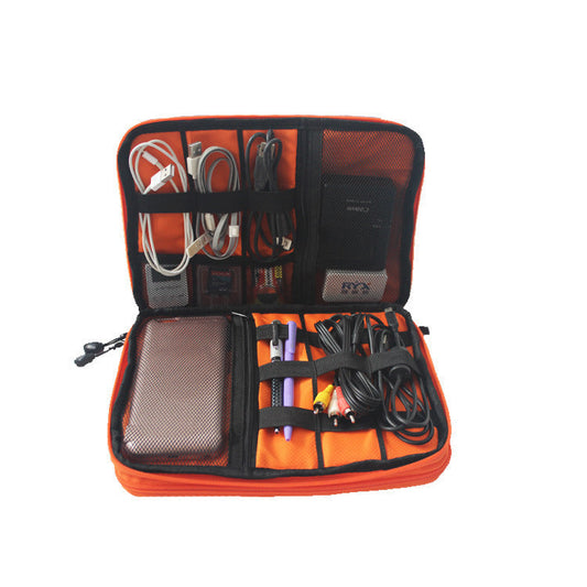 JMT-383434 Data Cable Storage Bag - Multi-Purpose Electronic Organizer with Double Zipper, Water-Resistant Nylon, Compact Design for Easy Carrying