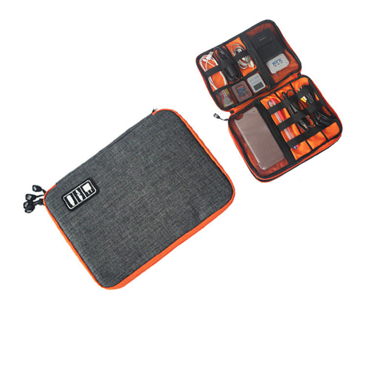 JMT-383434 Data Cable Storage Bag - Multi-Purpose Electronic Organizer with Double Zipper, Water-Resistant Nylon, Compact Design for Easy Carrying