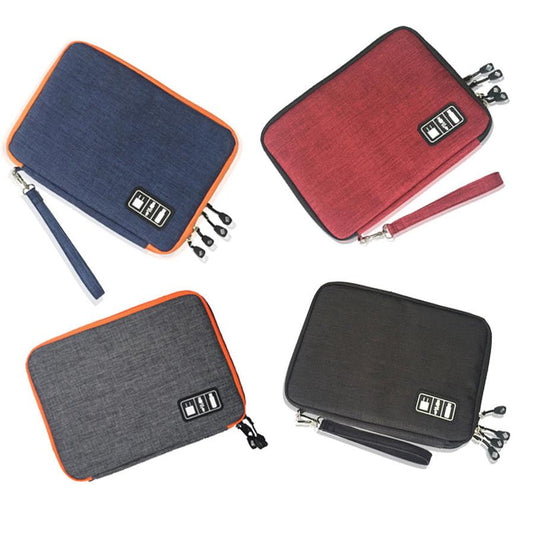 JMT-383434 Data Cable Storage Bag - Multi-Purpose Electronic Organizer with Double Zipper, Water-Resistant Nylon, Compact Design for Easy Carrying